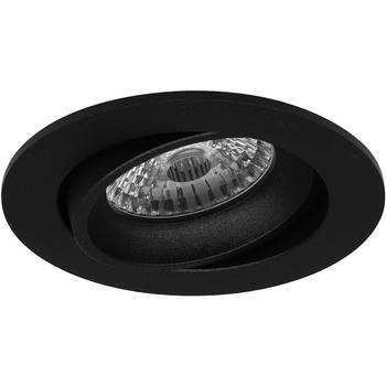 Spot Armatuur GU10 - Pragmi Delton Pro - GU10 Inbouwspot - Rond - Zwart - Aluminium - Kantelbaar - Ø82mm