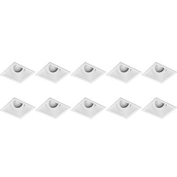 Spot Armatuur 10 Pack - Pragmi Zano Pro - GU10 Inbouwspot - Vierkant - Wit - Aluminium - Kantelbaar - 93mm