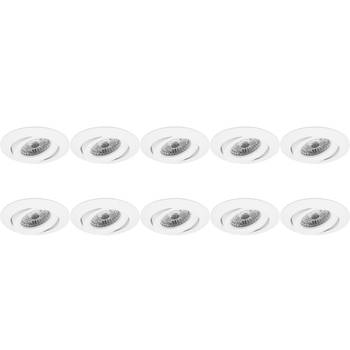 Spot Armatuur 10 Pack - Pragmi Uranio Pro - GU10 Inbouwspot - Rond - Wit - Aluminium - Kantelbaar - Ø82mm