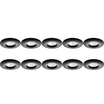 Spot Armatuur 10 Pack - Pragmi Luno Pro - GU10 Inbouwspot - Waterdicht IP65 - Rond - Zwart - Aluminium - Ø82mm