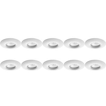 Spot Armatuur 10 Pack - Pragmi Luno Pro - GU10 Inbouwspot - Waterdicht IP65 - Rond - Wit - Aluminium - Ø82mm