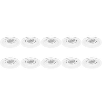 Spot Armatuur 10 Pack - Pragmi Domy Pro - GU10 Inbouwspot - Rond - Wit - Aluminium - Verdiept - Kantelbaar - Ø105mm