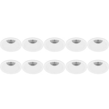 Spot Armatuur 10 Pack - Pragmi Pollon Pro - GU10 Inbouwspot - Rond - Wit - Aluminium - Verdiept - Ø82mm