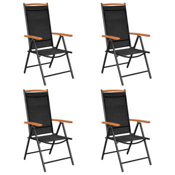 The Living Store Tuinset - 4-delige set met verstelbare stoelen - Aluminium frame - Waterbestendig textiel - HKC