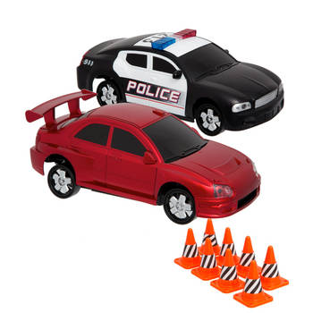 Sharper Image RC raceset politie en race auto 2 spelers met pionnen