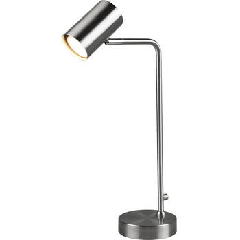 LED Bureaulamp - Tafelverlichting - Trion Milona - GU10 Fitting - Rond - Mat Nikkel - Aluminium