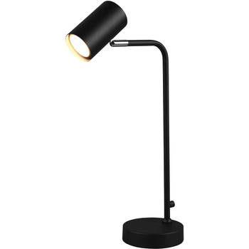 LED Bureaulamp - Tafelverlichting - Trion Milona - GU10 Fitting - Rond - Mat Zwart - Aluminium