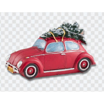 Kerstbeeldje Typisch Hollands: Auto met kerstboom