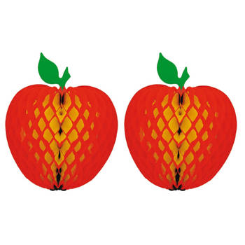 2x stuks hangdecoratie fruit thema appel 20 cm - Hangdecoratie