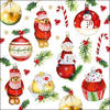 20x stuks kerstdiner/kerst thema servetten met kerstornamenten 33 x 33 cm - Feestservetten