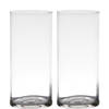 Set van 2x stuks transparante home-basics cylinder vorm vaas/vazen van glas 19 x 9 cm - Vazen
