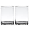 Set van 2x stuks transparante home-basics cylinder vorm vaas/vazen van glas 20 x 12 cm - Vazen