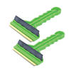 2x stuks ijskrabber/raamkrabber groen kunststof met koper blad en rubberen trekker 9 x 16 cm - IJskrabbers