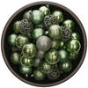 37x stuks kunststof kerstballen salie groen 6 cm glans/mat/glitter mix - Kerstbal