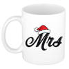 Mrs kerstmuts cadeau mok / beker wit voor dames 300 ml - Bekers