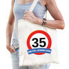 Verkeersbord / stopbord 35/vijfendertig katoenen cadeau tas wit voor dames en heren - Feest Boodschappentassen