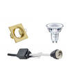 LED Spot Set - GU10 Fitting - Inbouw Vierkant - Mat Goud - Kantelbaar 80mm - Philips - CorePro 830 36D - 3.5W - Warm Wit
