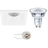 LED Spot Set - Pragmi Pollon Pro - GU10 Fitting - Inbouw Vierkant - Mat Wit - Verdiept - 82mm - Philips - CorePro 840