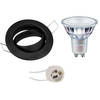 LED Spot Set - GU10 Fitting - Inbouw Rond - Mat Zwart - Kantelbaar Ø82mm - Philips - MASTER 927 36D VLE - 4.9W - Warm