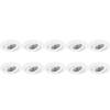 Spot Armatuur 10 Pack - Pragmi Uranio Pro - GU10 Inbouwspot - Rond - Wit - Aluminium - Kantelbaar - Ø82mm