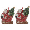 2x Kersthangers sneeuwpop in slee 8 cm kerstboomversiering - Kersthangers