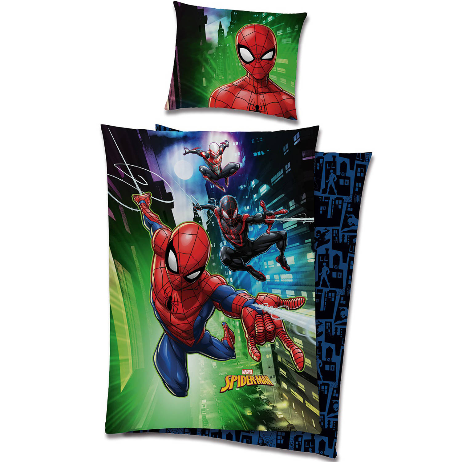 Spiderman Dekbedovertrek Jump - Eenpersoons - 140 X 200 Cm + 65 X 65 Cm - Katoen