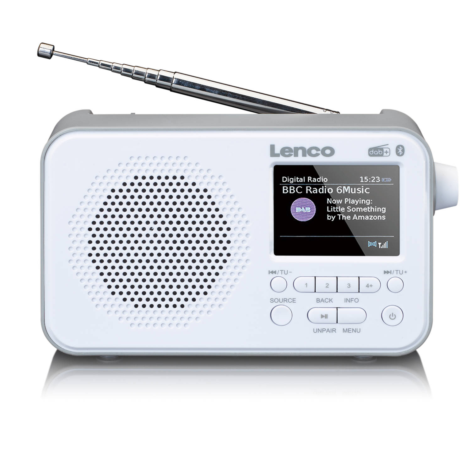 Lenco PDR-035WH - Draagbare DAB Radio met FM, DAB+ en Bluetooth® - AUX-ingang en oplaadbare Batterij - Wit