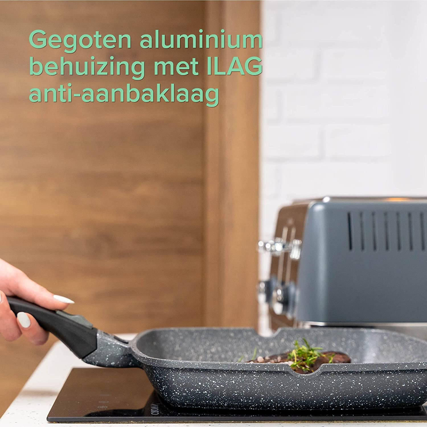 Coninx Grillpan - 28 - 100% PFOA-vrij - Met Afneembare Handgreep - Voor Gas, en Elektronische Kookplaat | Blokker