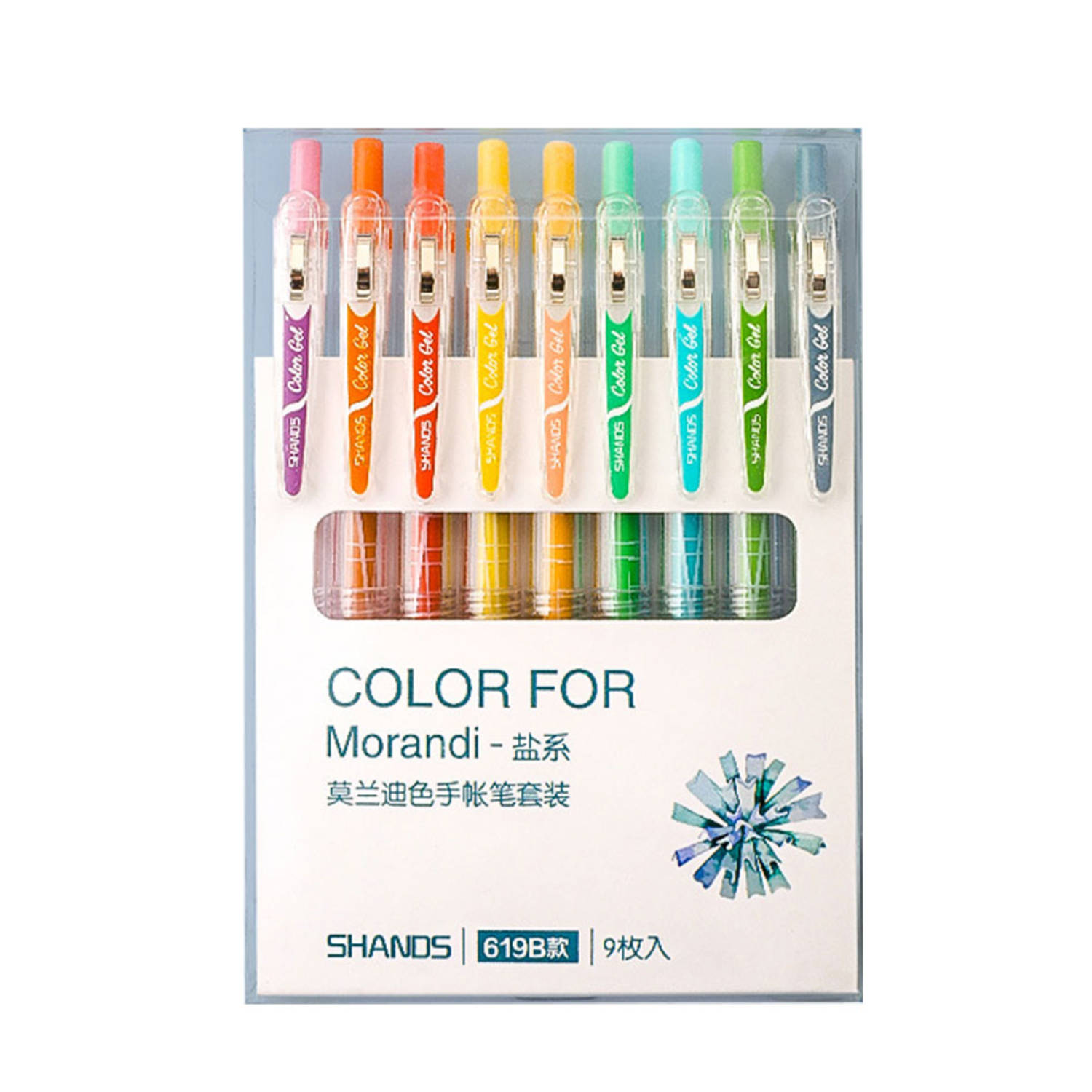 Set van 9 verschillende kleuren gelpennen - light/salty