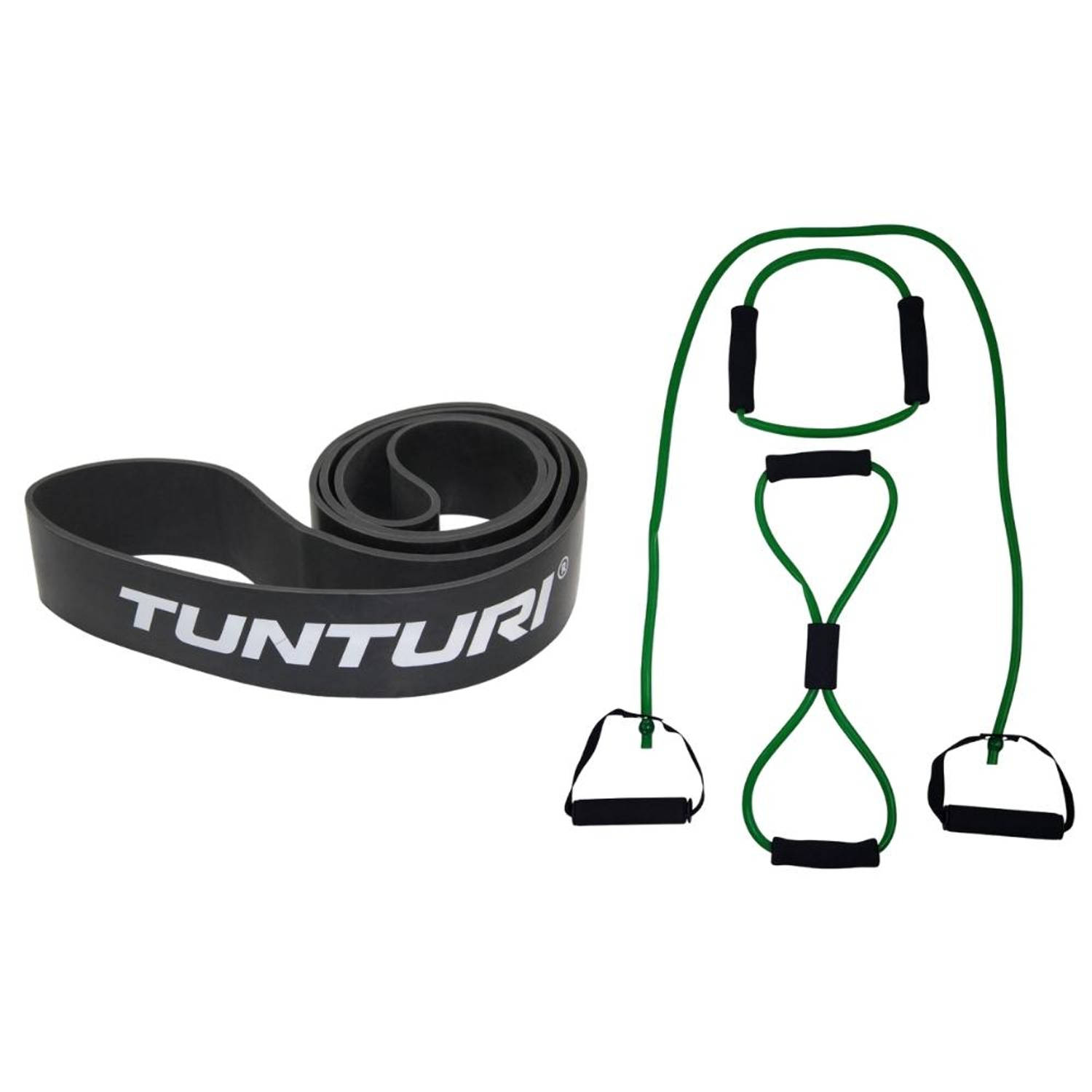 Tunturi - Fitness Set - Weerstandsband Zwart - Extra Heavy - Tubing Set Groen