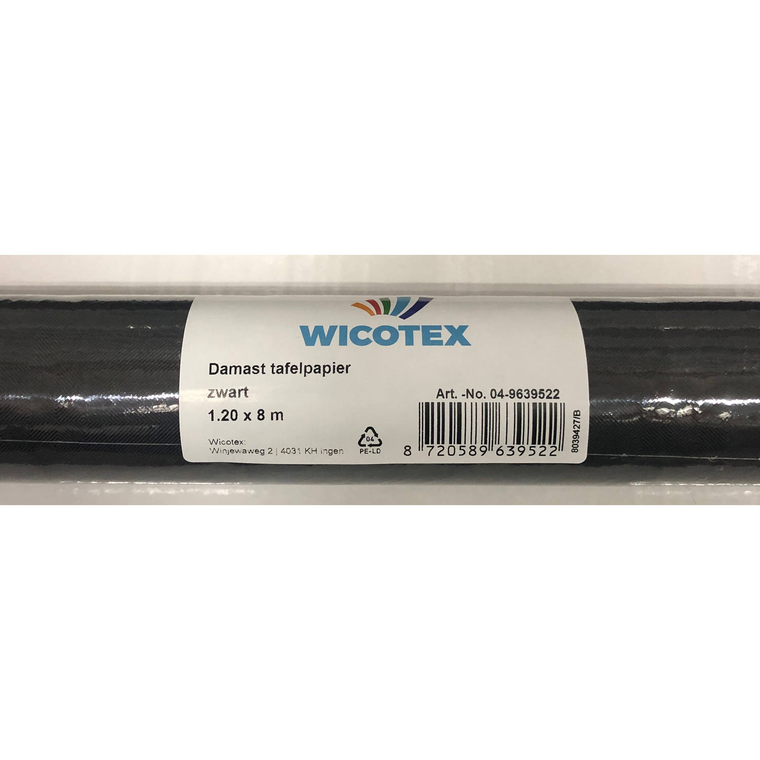 Wicotex Tafelpapier op Damast 120cm x 8 mtr. Uni zwart | Blokker