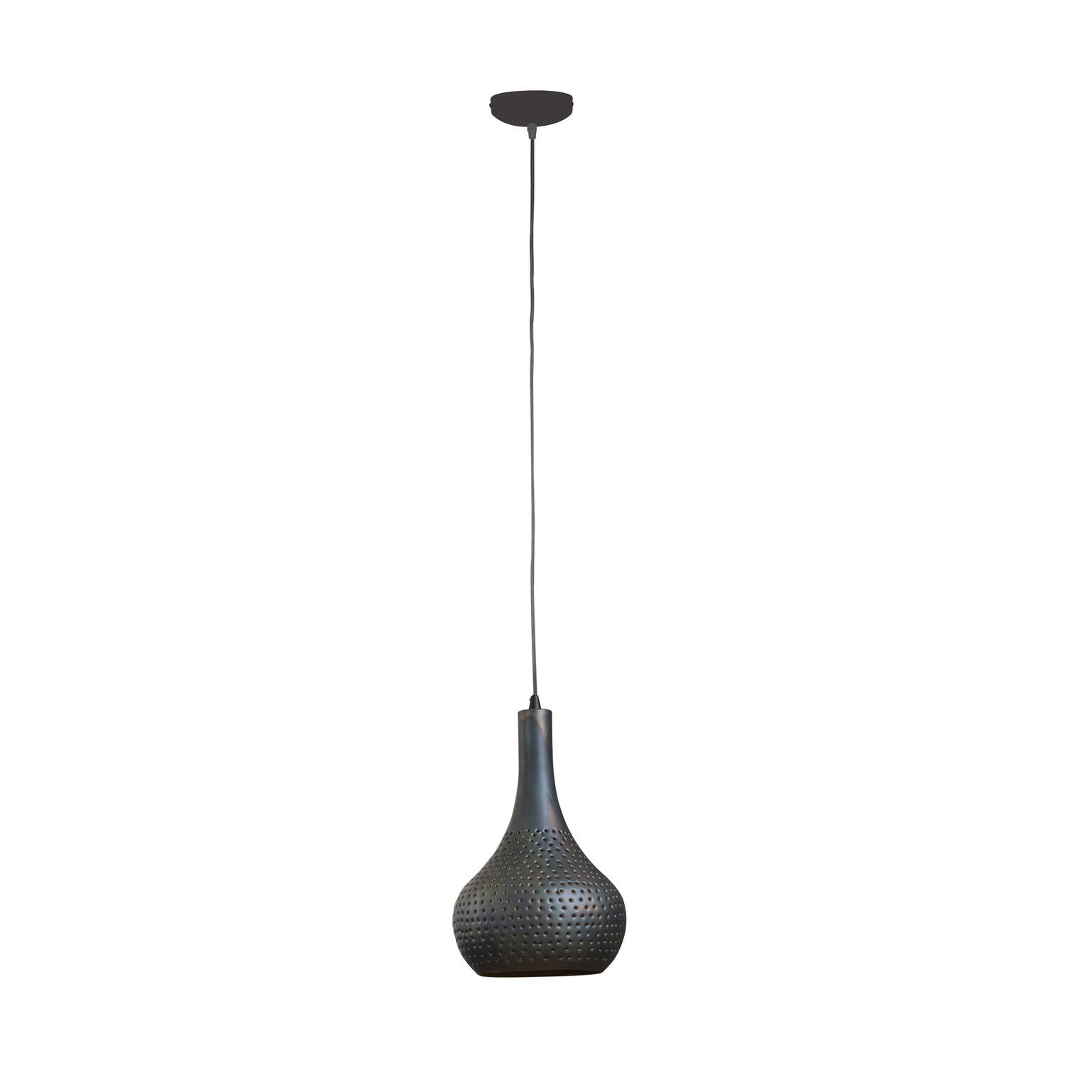 Hanglamp industrieel kegel Aya 1-lichts zwart bruin