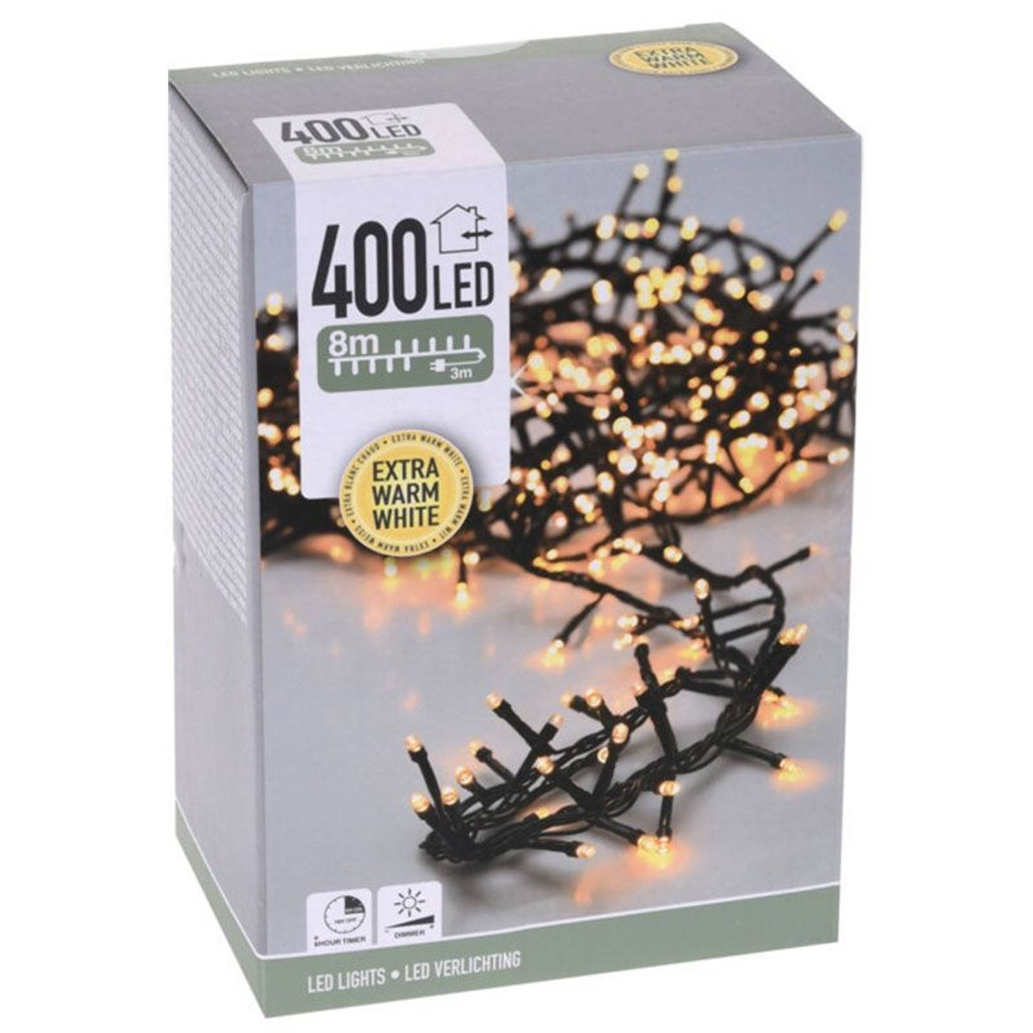 DecorativeLighting Micro Cluster 400 LED - 8m - met timer en dimmer - extra warm wit