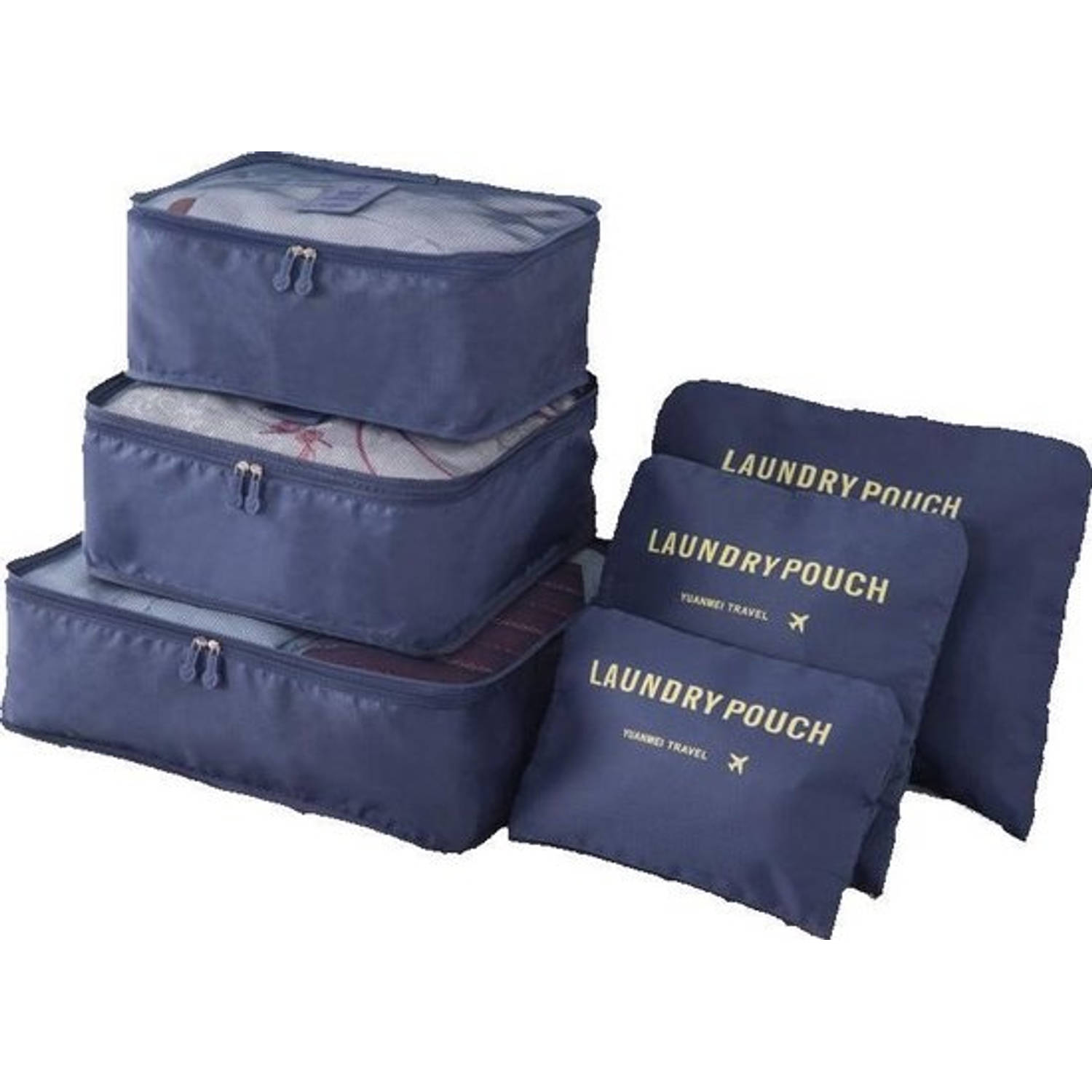 programma grafisch backup O'DADDY packing cubes - 6 delig bagage organizer - donker blauw | Blokker