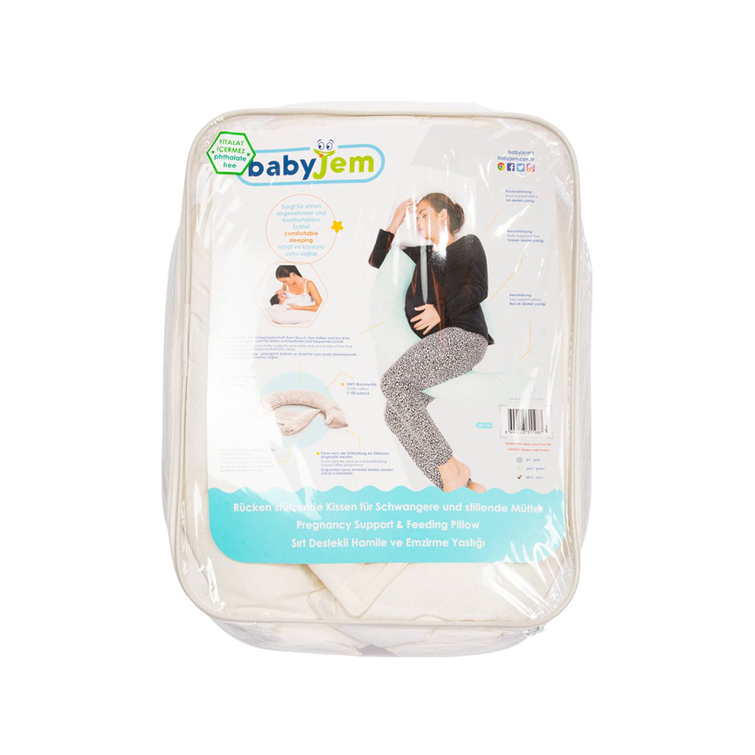 BabyJem-Volwassen-Zwangerschapkussen-Rugsteun & Borstvoeding-Wit