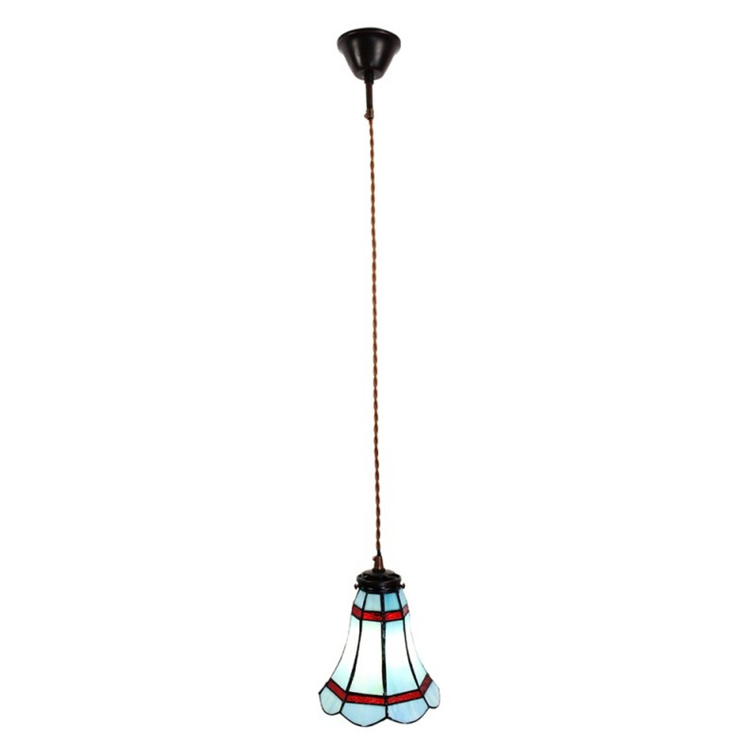 Clayre & Eef Blauwe Hanglamp Tiffany Ø 15*115 Cm E14-max 1*25w 5ll-6202