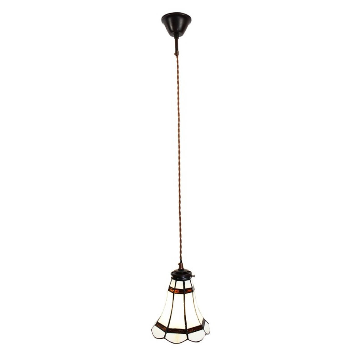 Clayre & Eef Witte Hanglamp Tiffany Ø 15*115 Cm E14-max 1*40w 5ll-6201
