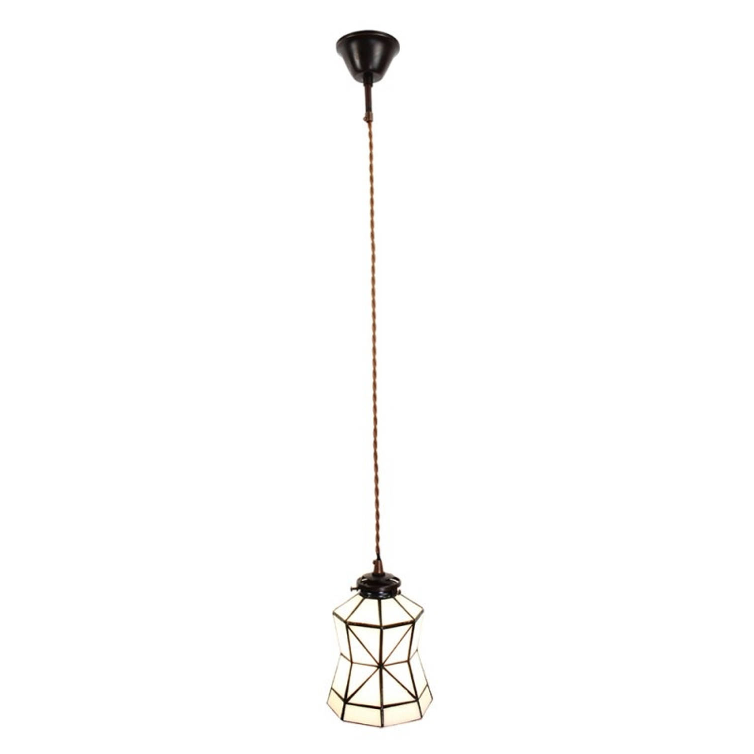 Clayre & Eef Witte Hanglamp Tiffany Ø 15*115 Cm E14-max 1*40w 5ll-6200