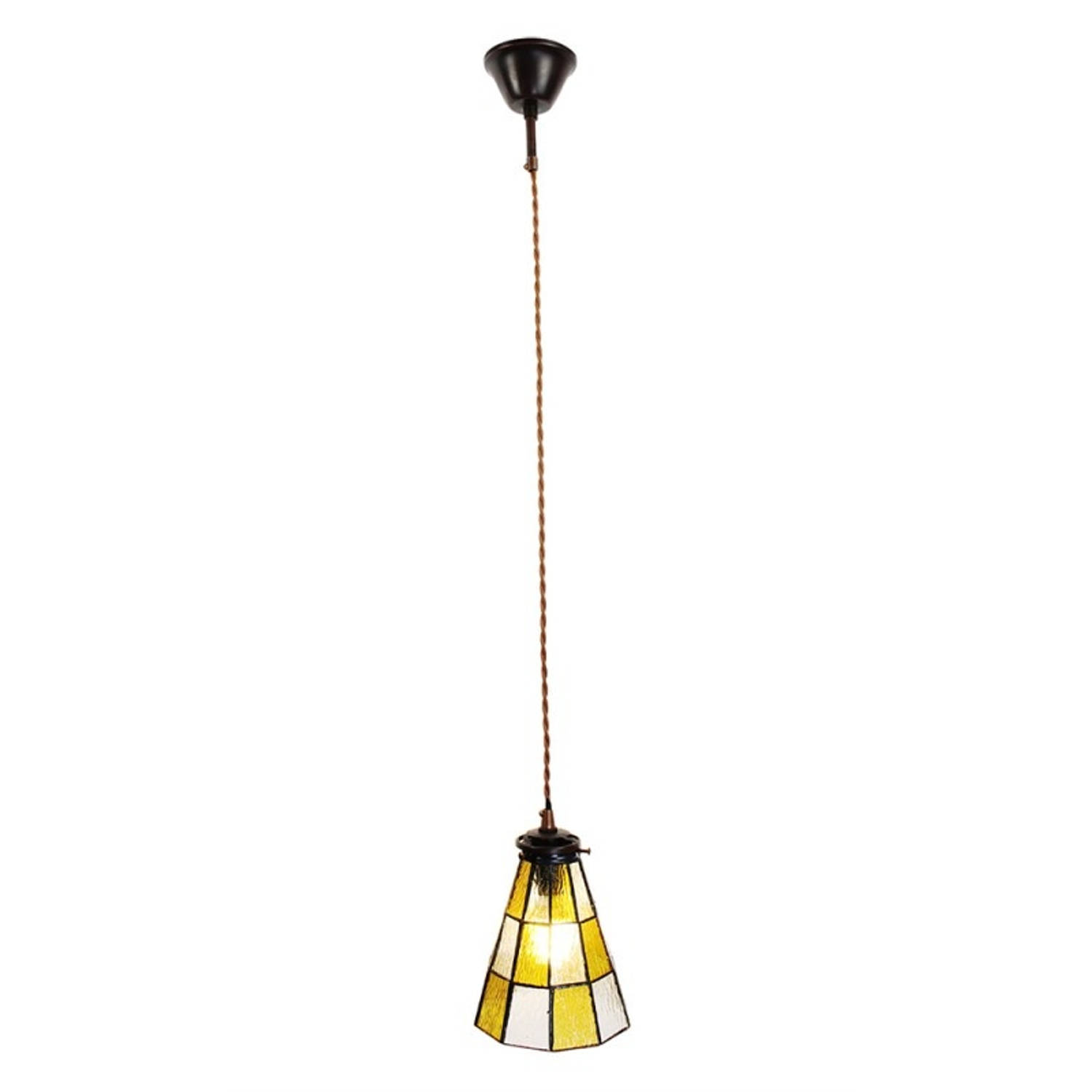 Clayre & Eef Gele Hanglamp Tiffany Ø 15*115 Cm E14-max 1*40w 5ll-6199