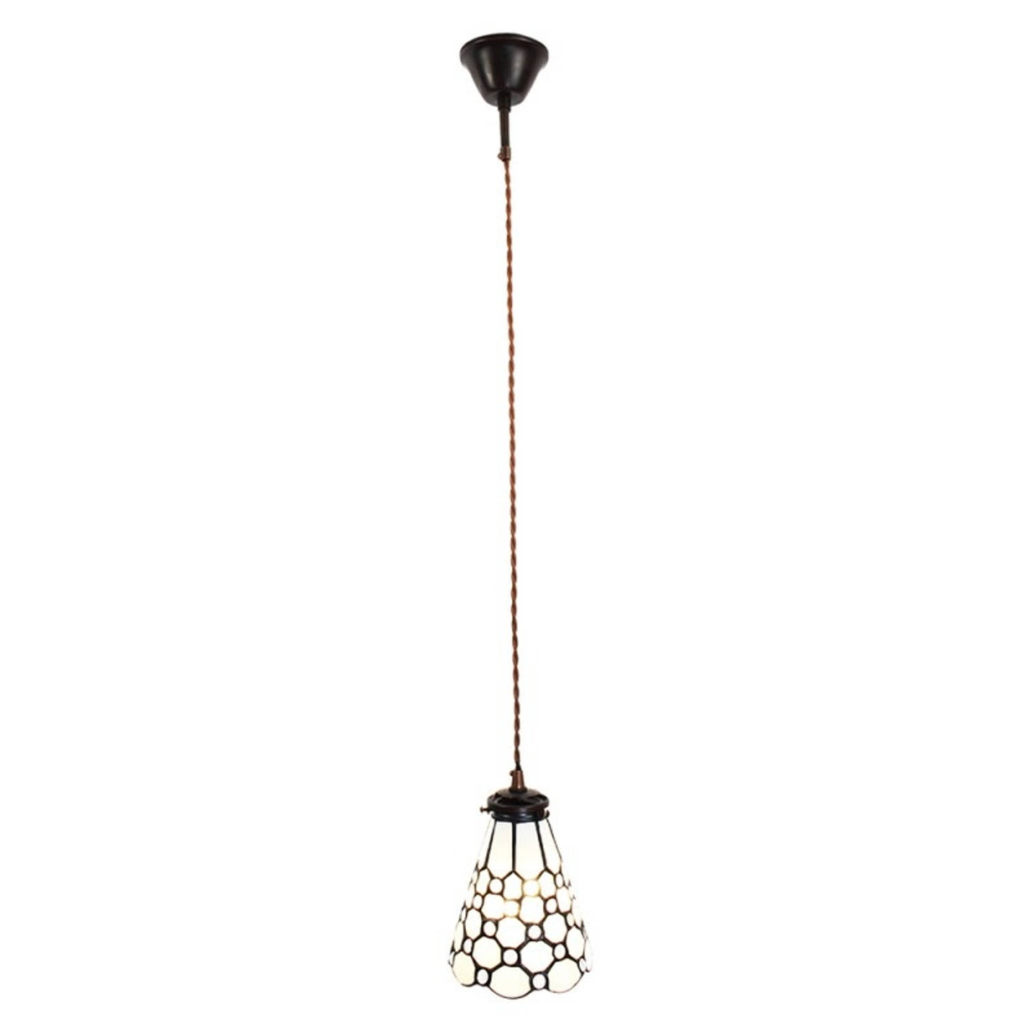 Clayre & Eef Witte Hanglamp Tiffany Ø 15*115 Cm E14-max 1*40w 5ll-6198