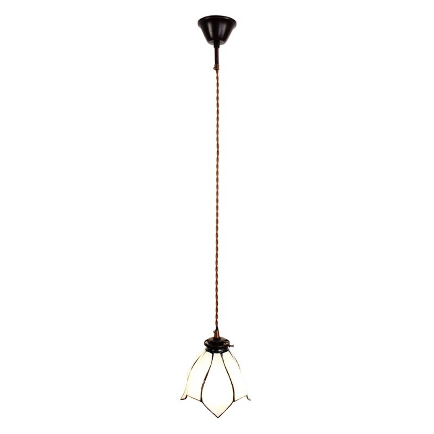 Clayre & Eef Witte Hanglamp Tiffany Ø 18*115 Cm E14-max 1*25w 5ll-6223