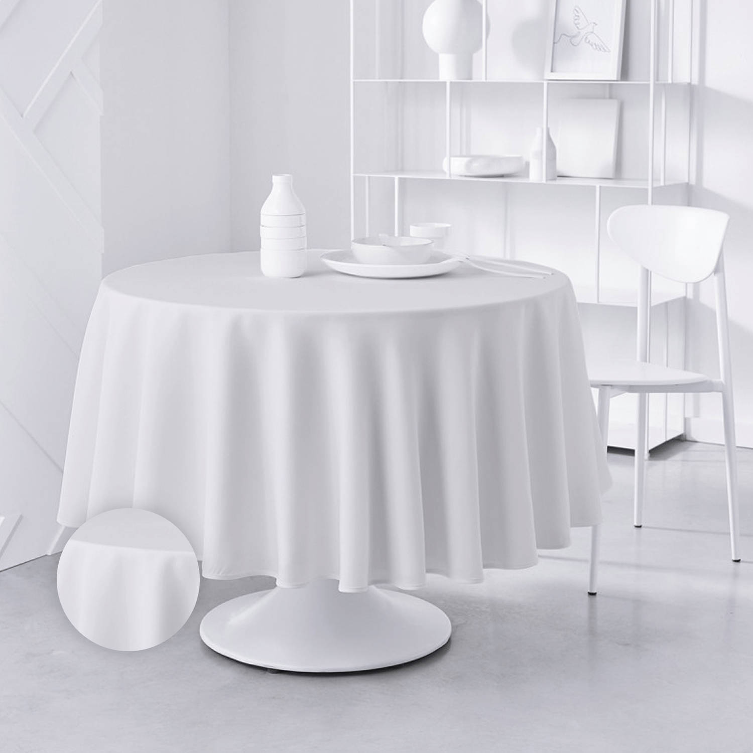 bovenstaand Analist Huiskamer Today Rond Tafelkleed - Tafellaken wit - Wit tafelkleed rond Ø180 cm -  Polyester tafelkleed - Wit - wasbaar tafelkleed | Blokker