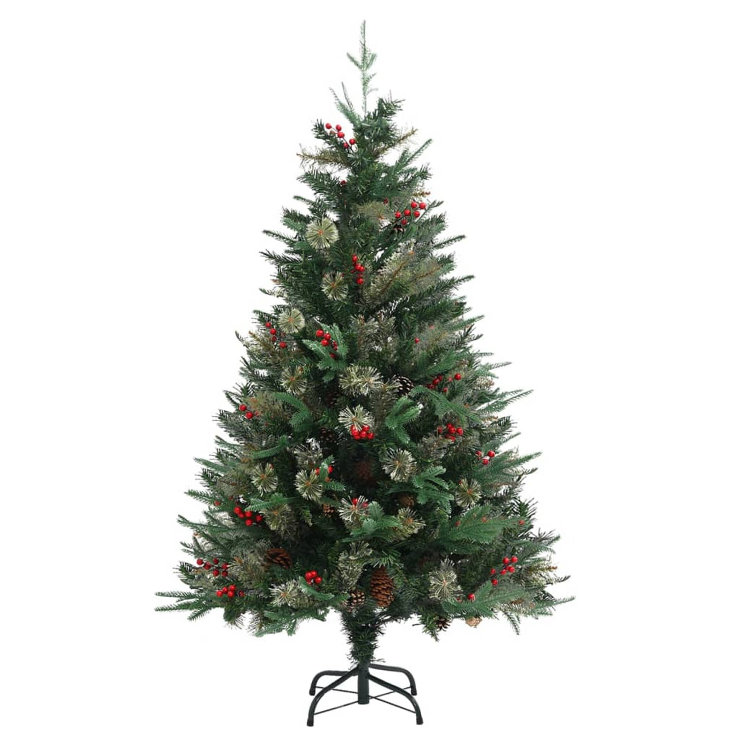 The Living Store Kerstboom met dennenappels 120 cm PVC en PE groen - Decoratieve kerstboom