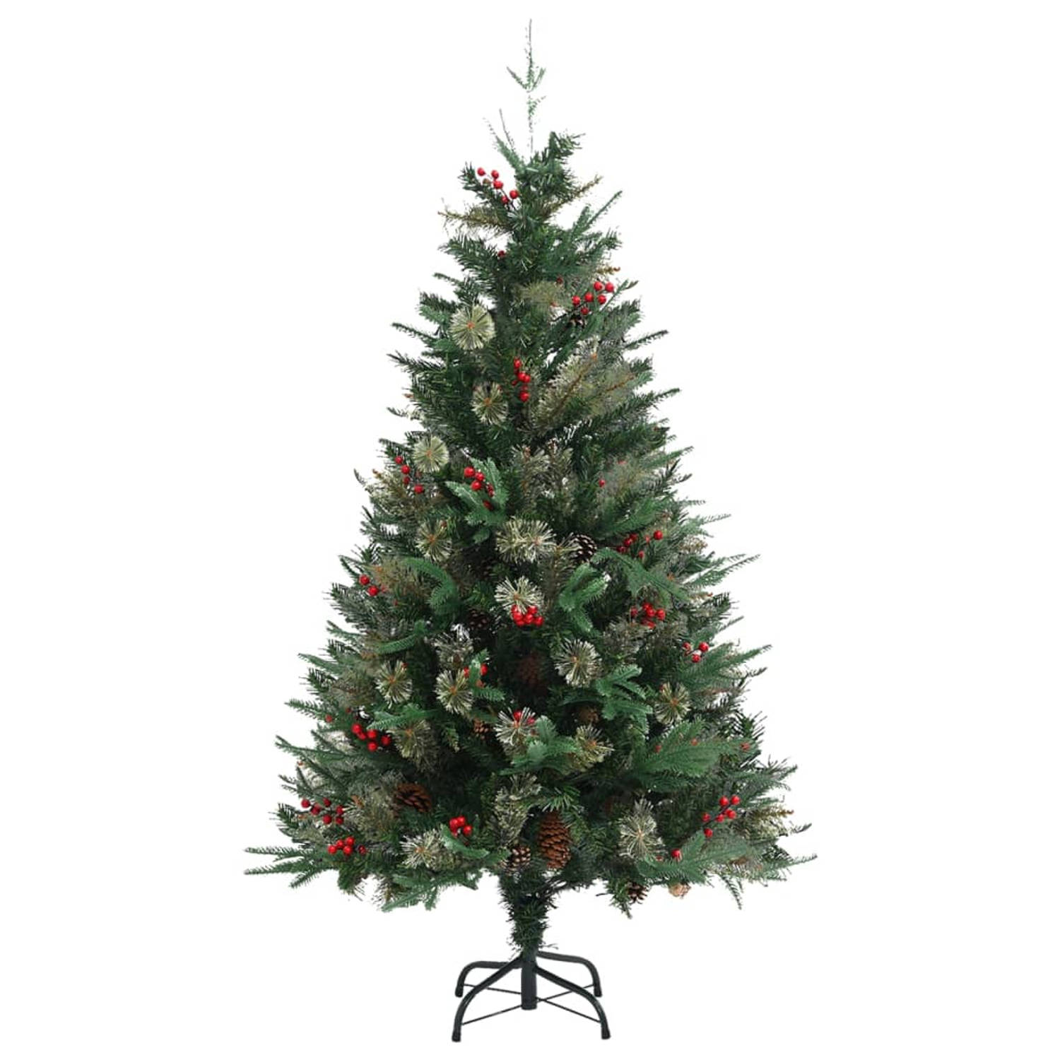 The Living Store Kerstboom met dennenappels 150 cm PVC en PE groen - Decoratieve kerstboom