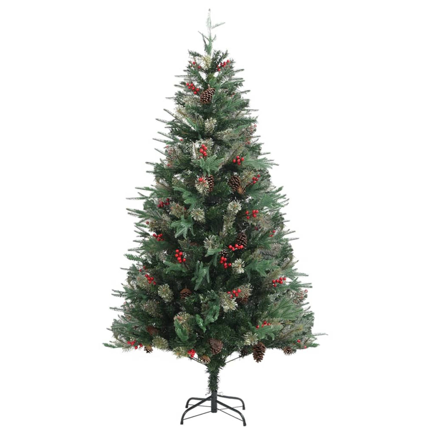 The Living Store Kerstboom met dennenappels 195 cm PVC en PE groen - Decoratieve kerstboom