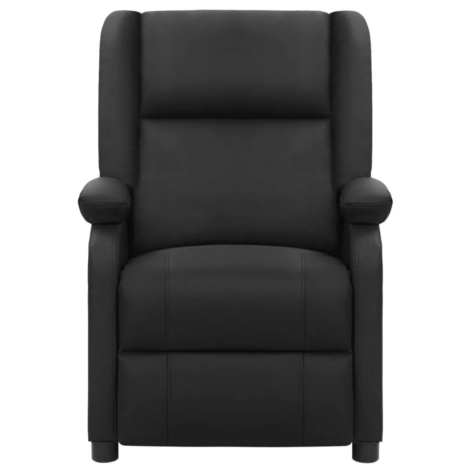 The Living Store Verstelbare fauteuil - Zwart - echt leer - 71 x 90.5 x 96 cm - Comfortabel - duurzaam