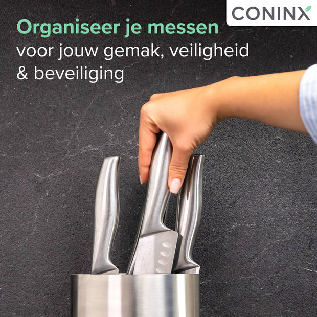 Coninx Messenblok RVS Saporo - Messenhouder Roestvrijstaal – Messenhouder zonder Messen