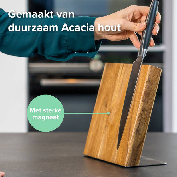 Magnetisch Messenblok zonder Messen - Magneet Messenhouder Acacia van Coninx - Magnetische Messenhouder met sterke