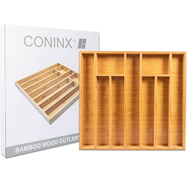 Coninx Bestekbak Bamboe 51CM Breed - Besteklade - Opbergbak - Duurzaam - Bamboe