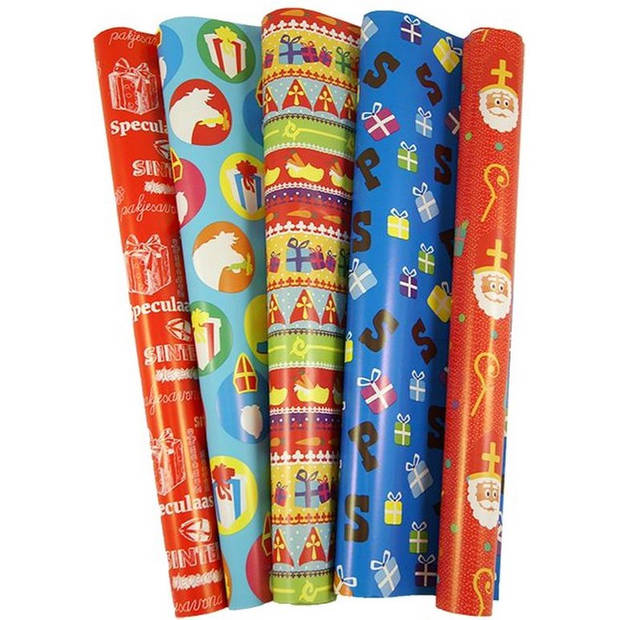 Sinterklaas inpakpapier - 5 stuks 300 x 70 cm